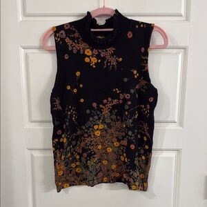 Daniel Rainn Black and Orange Graphic High Low Tank Top